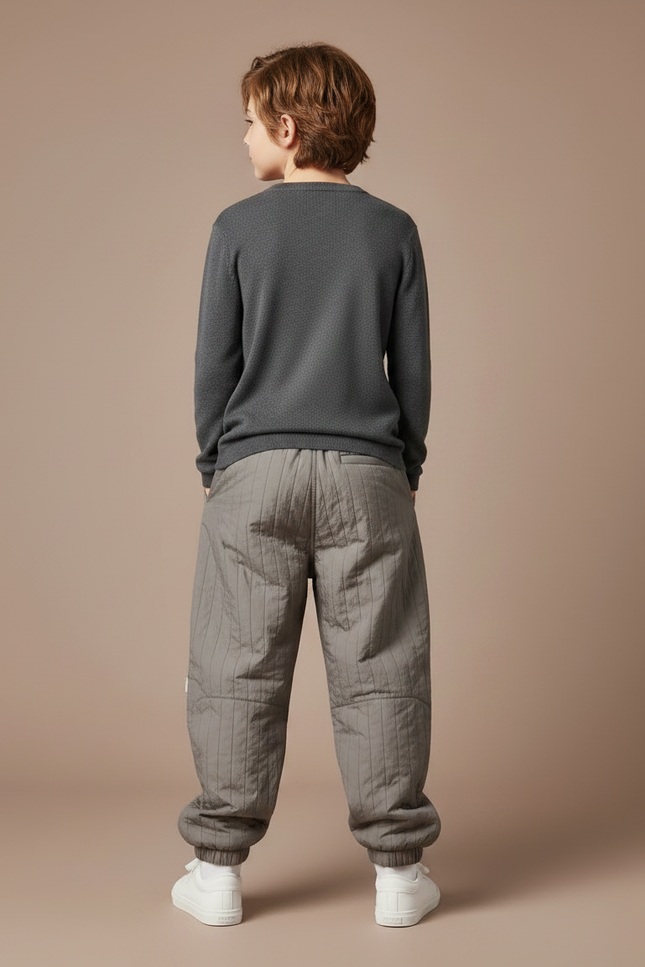 Pantalon Gris Matelassé Hiver Enfant Décontracté Chaud - Polyester - vue 2