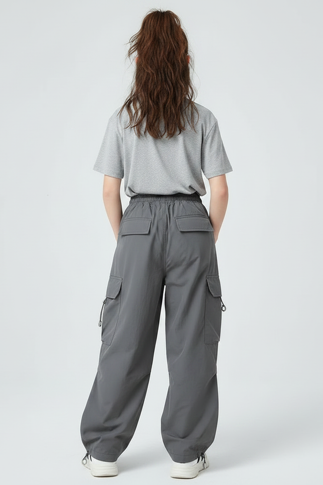 Pantalon Parachute Gris - Polyester - vue 2