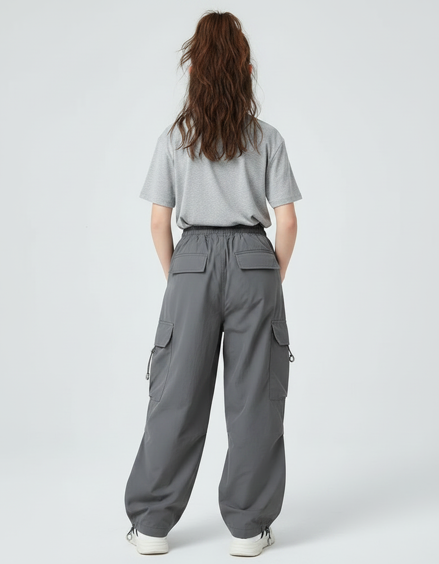 Pantalon Parachute Gris - Polyester - vue 2
