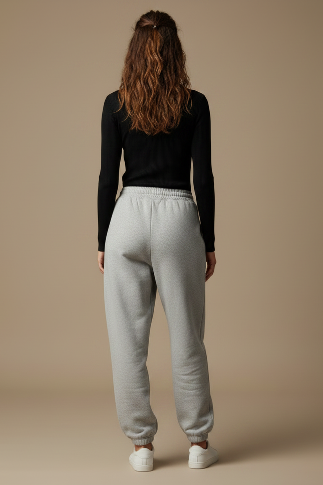 Pantalon Gris Jogger Molletonné Ample Décontracté Femme - vue 2