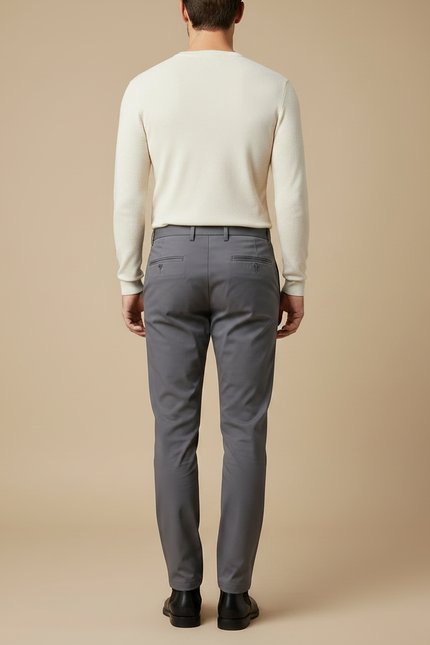 Pantalon Gris Homme Slim Fit Décontracté Élégant Droit - Polyester - vue 2