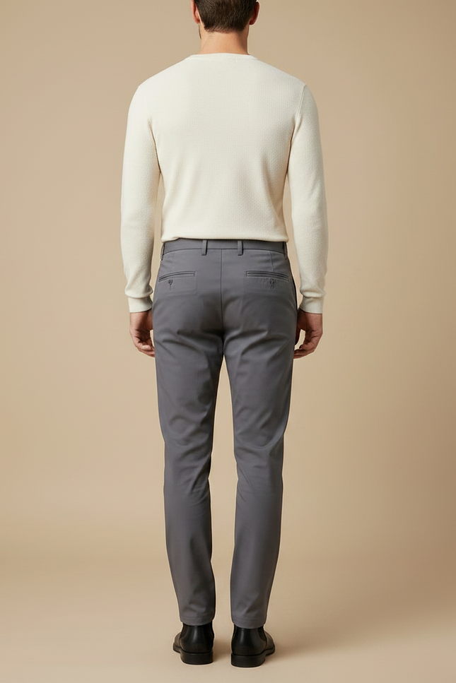 Pantalon Gris Homme Slim Fit Décontracté Élégant Droit - Polyester - vue 2