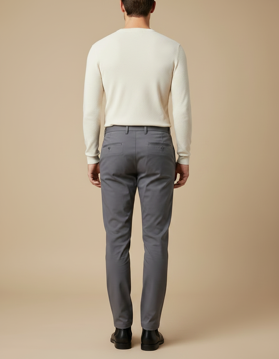 Pantalon Gris Homme Slim Fit Décontracté Élégant Droit - Polyester - vue 2