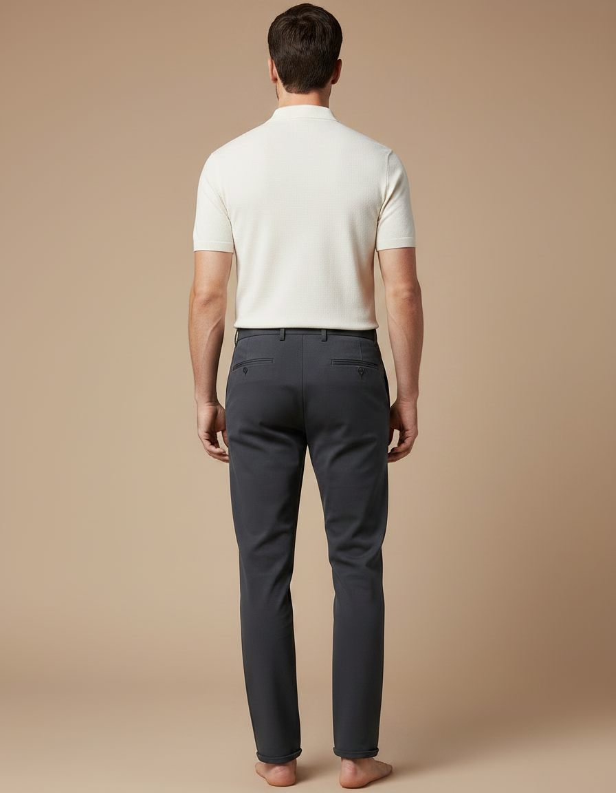 Pantalon Gris Droit Élégant Business Homme - Polyester - vue 2