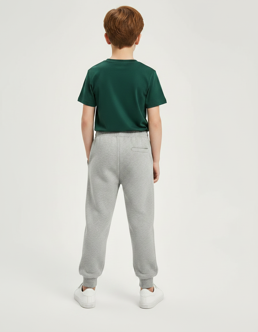 Pantalon Gris Molletonné Enfant Décontracté Brodé - vue 2