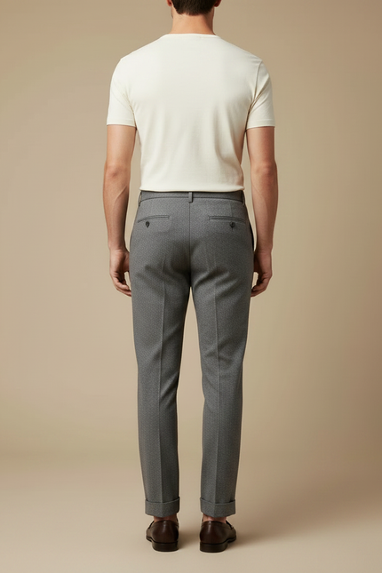 Pantalon Gris Chevrons Laine Élégant Classique Homme - vue 2