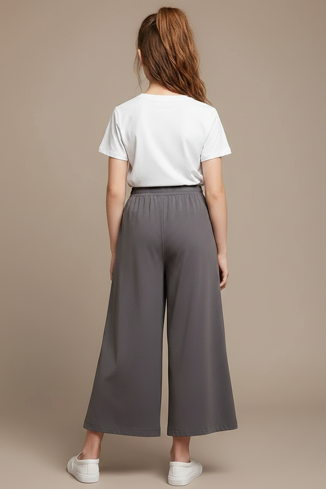 Pantalon Gris Ample Fluide Confortable Fille - Viscose - vue 2