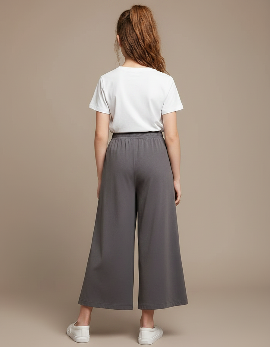 Pantalon Gris Ample Fluide Confortable Fille - Viscose - vue 2