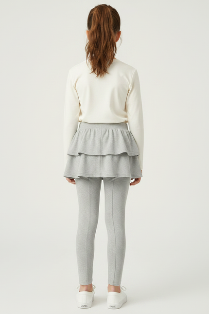 Pantalon Gris Legging Jupe Fille Coton Confortable - vue 2