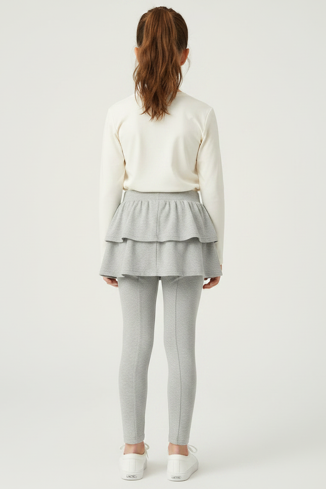 Pantalon Gris Legging Jupe Fille Coton Confortable - vue 2