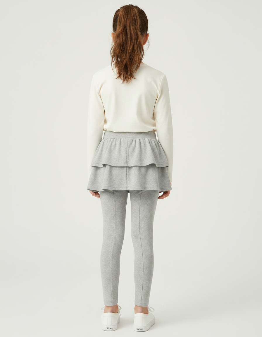 Pantalon Gris Legging Jupe Fille Coton Confortable - vue 2
