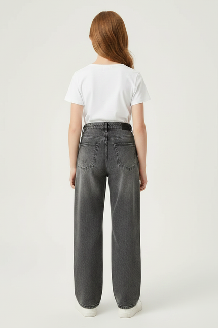 Pantalon Gris Ample Déchiré Décontracté Fille - Jean - vue 2