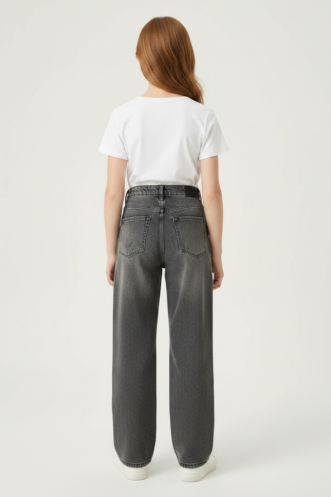 Pantalon Gris Ample Déchiré Décontracté Fille - Jean - vue 2