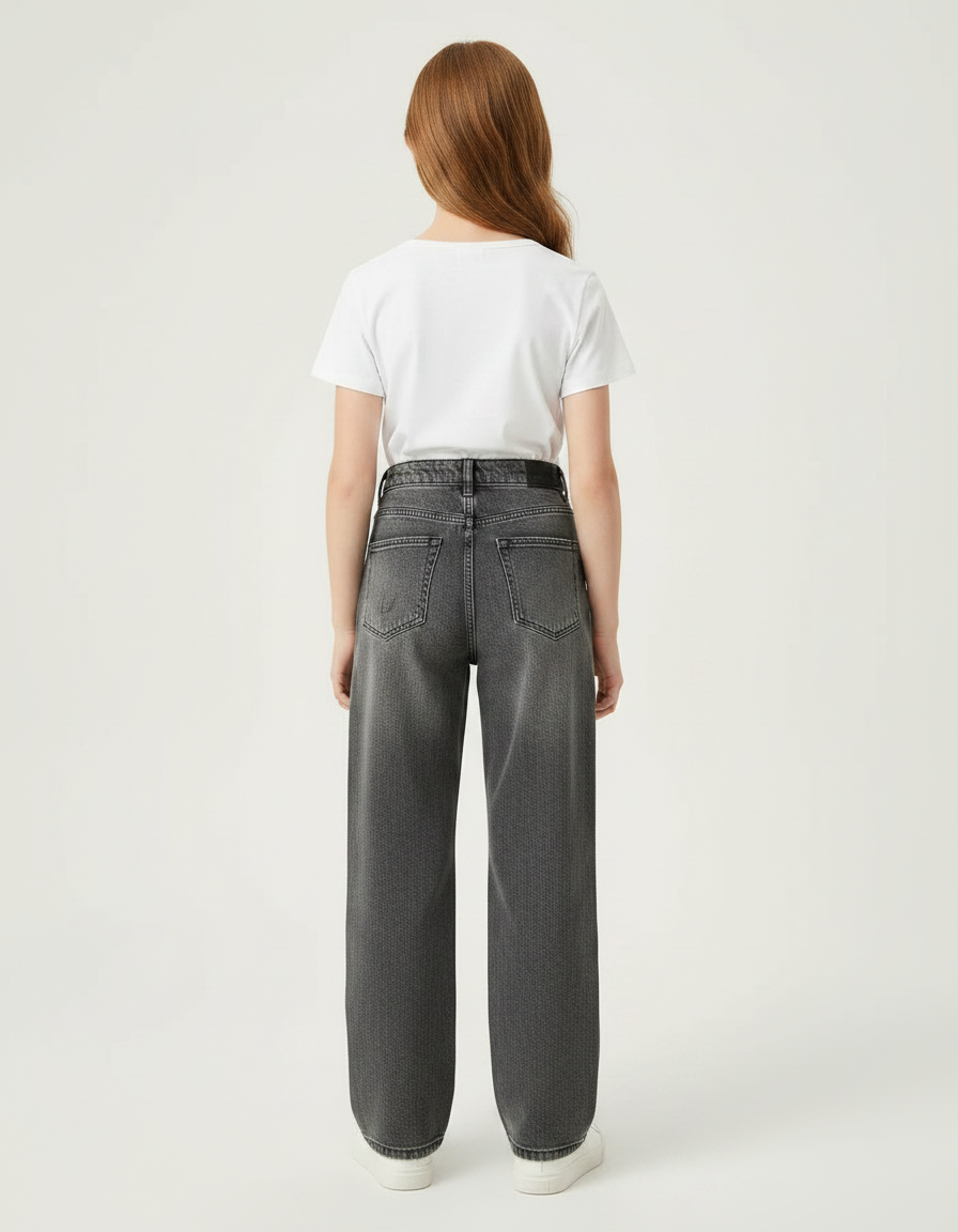 Pantalon Gris Ample Déchiré Décontracté Fille - Jean - vue 2
