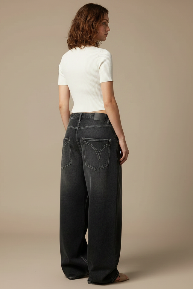 Pantalon Gris Taille Basse - Jean - vue 2