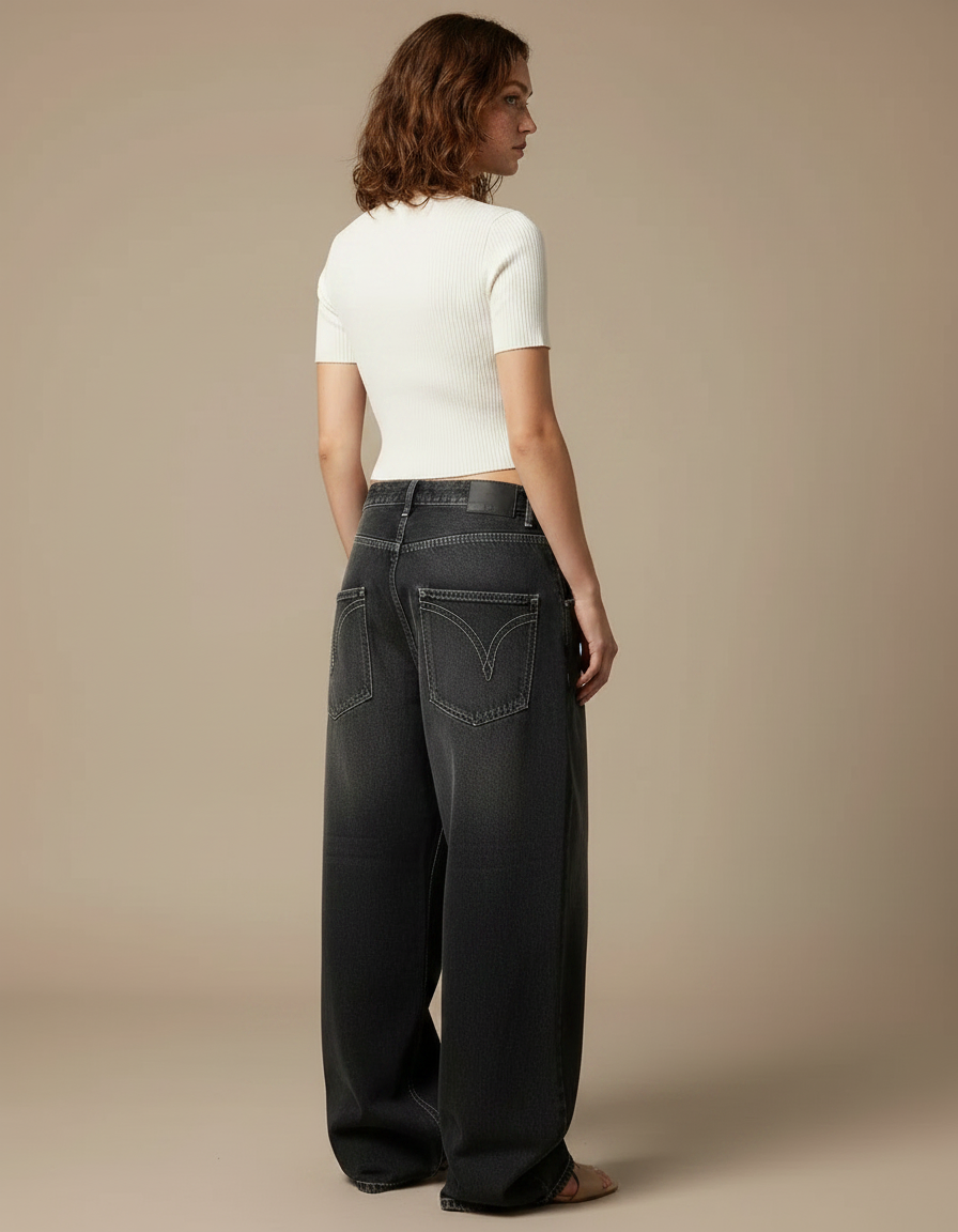 Pantalon Gris Taille Basse - Jean - vue 2