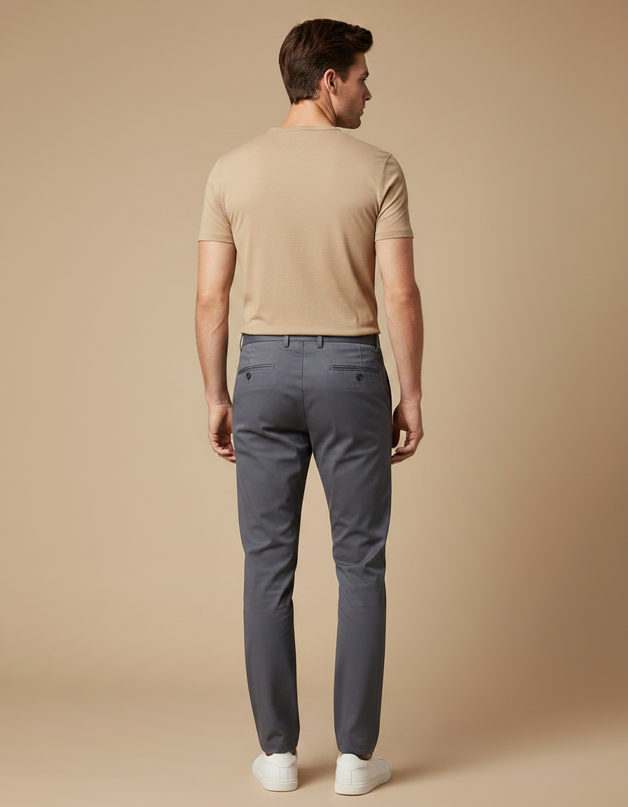 Pantalon Cigarette Homme Gris - Gabardine - vue 2