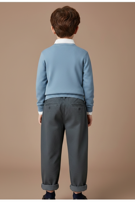 Pantalon Gris Décontracté Ample Coton Enfant - vue 2
