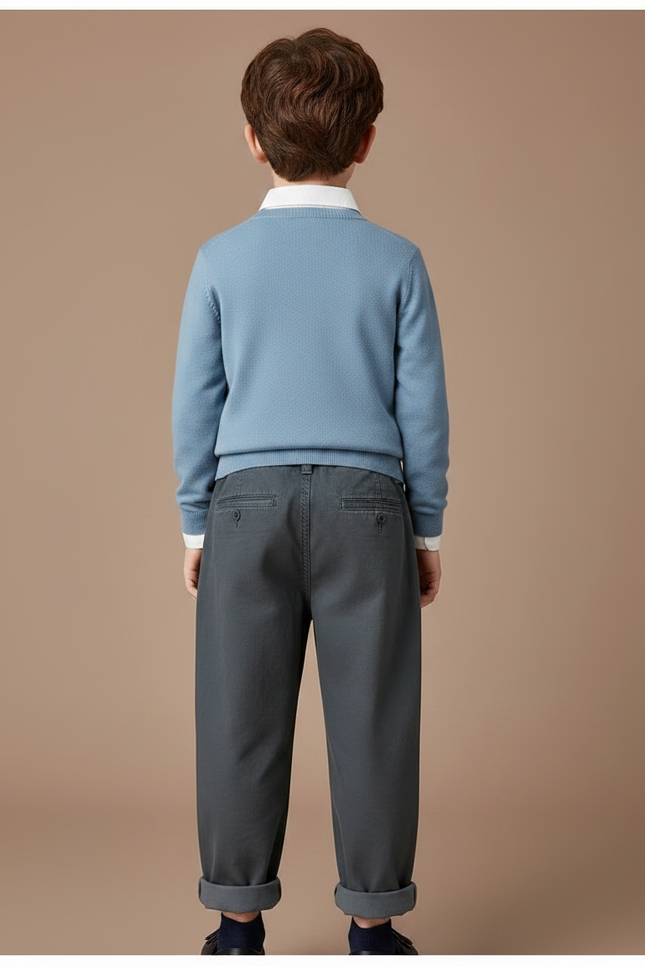 Pantalon Gris Décontracté Ample Coton Enfant - vue 2