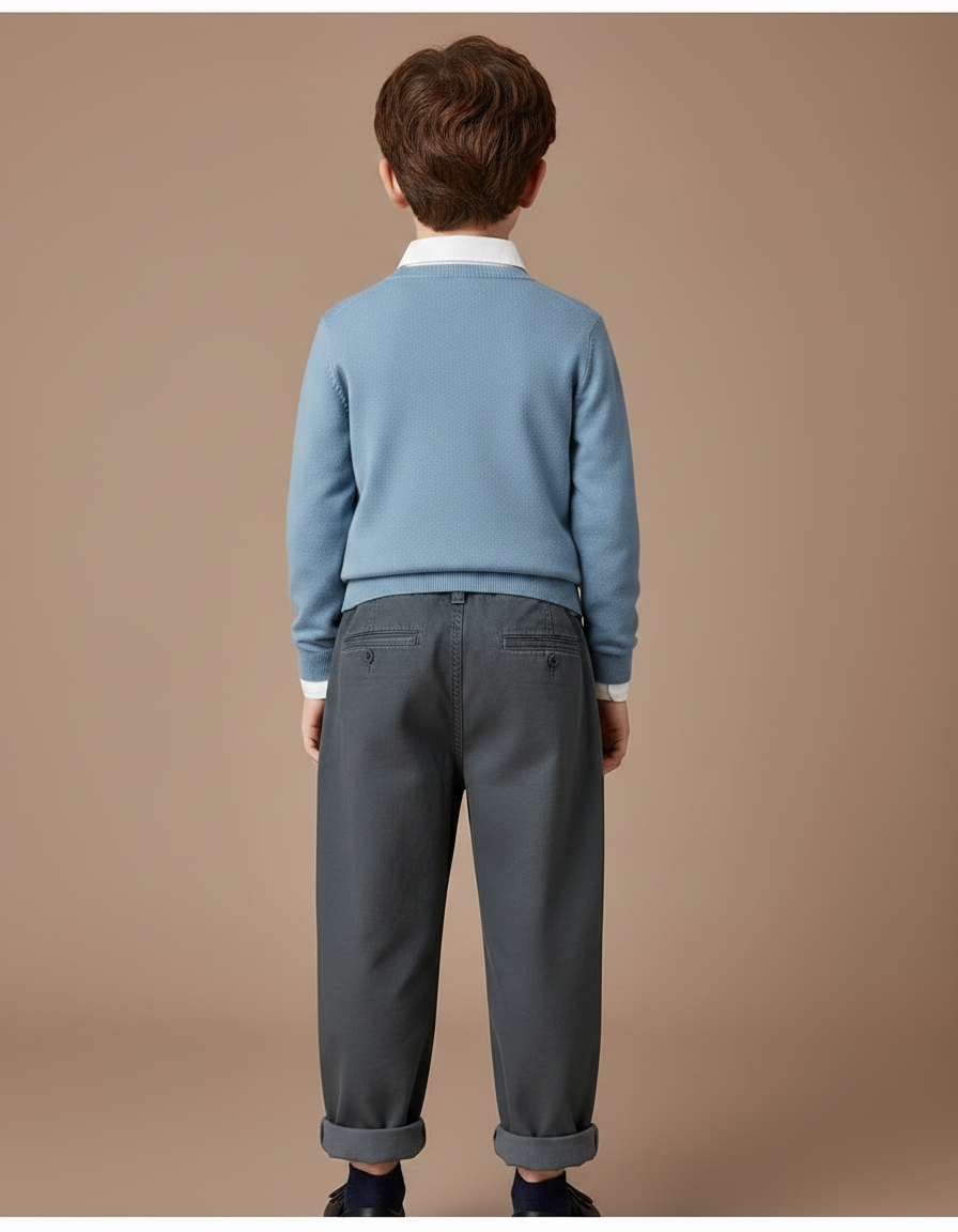 Pantalon Gris Décontracté Ample Coton Enfant - vue 2