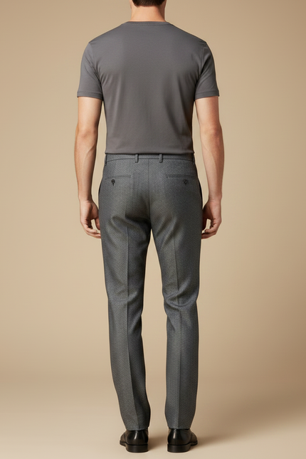 Pantalon Gris Élégant Droit Business Homme Motif Discret - Laine - vue 2