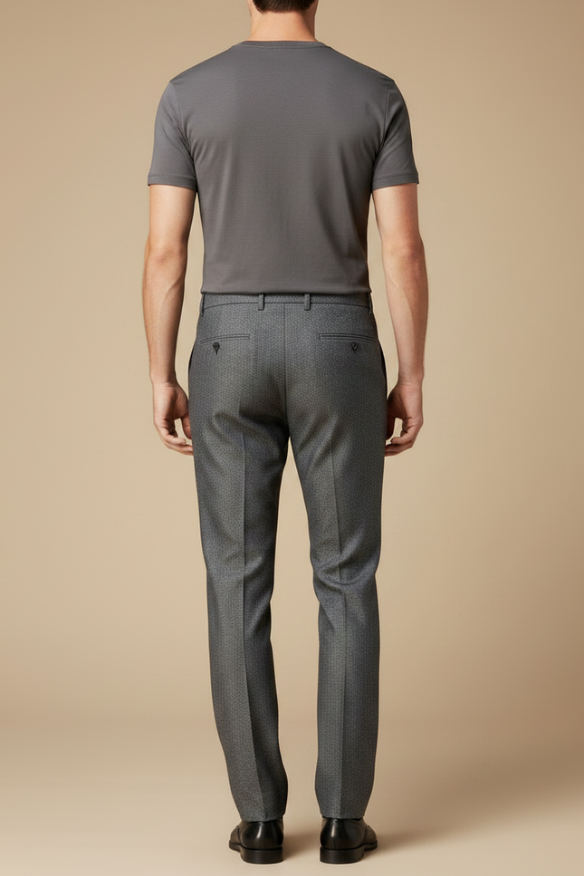 Pantalon Gris Élégant Droit Business Homme Motif Discret - Laine - vue 2