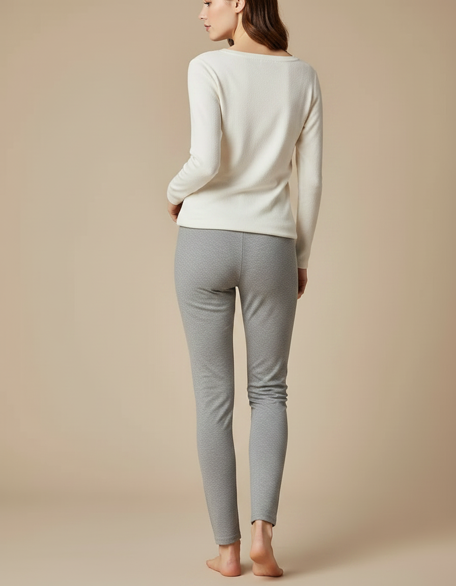 Pantalon Gris Slim Confortable Uni Basique Femme - Maille - vue 2