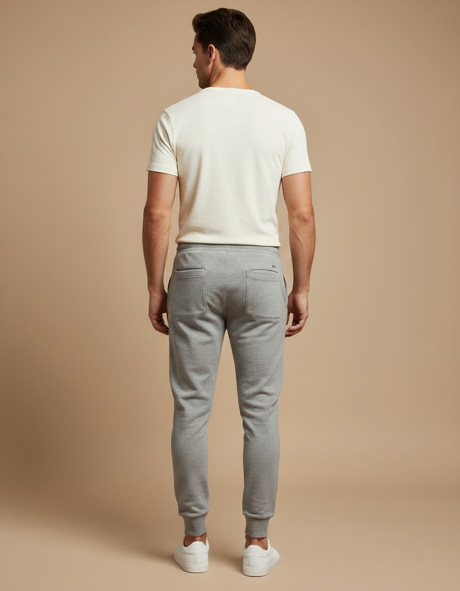 Pantalon Gris Jogging Sport Décontracté Homme Slim - Molleton - vue 2