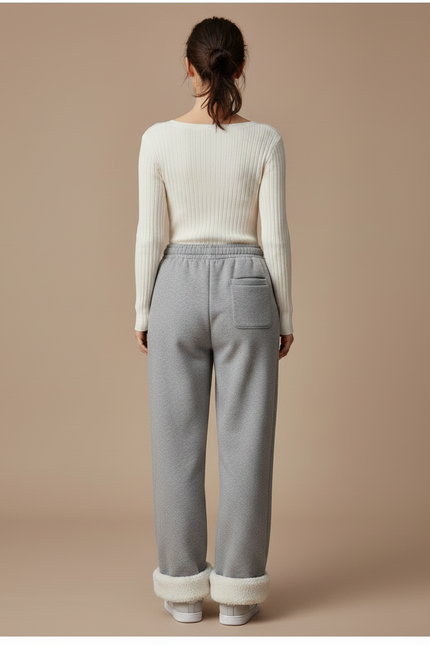 Pantalon Gris Ample Polaire Chaud Femme - Molleton - vue 2