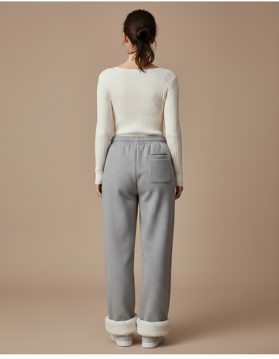 Pantalon Gris Ample Polaire Chaud Femme - Molleton - vue 2