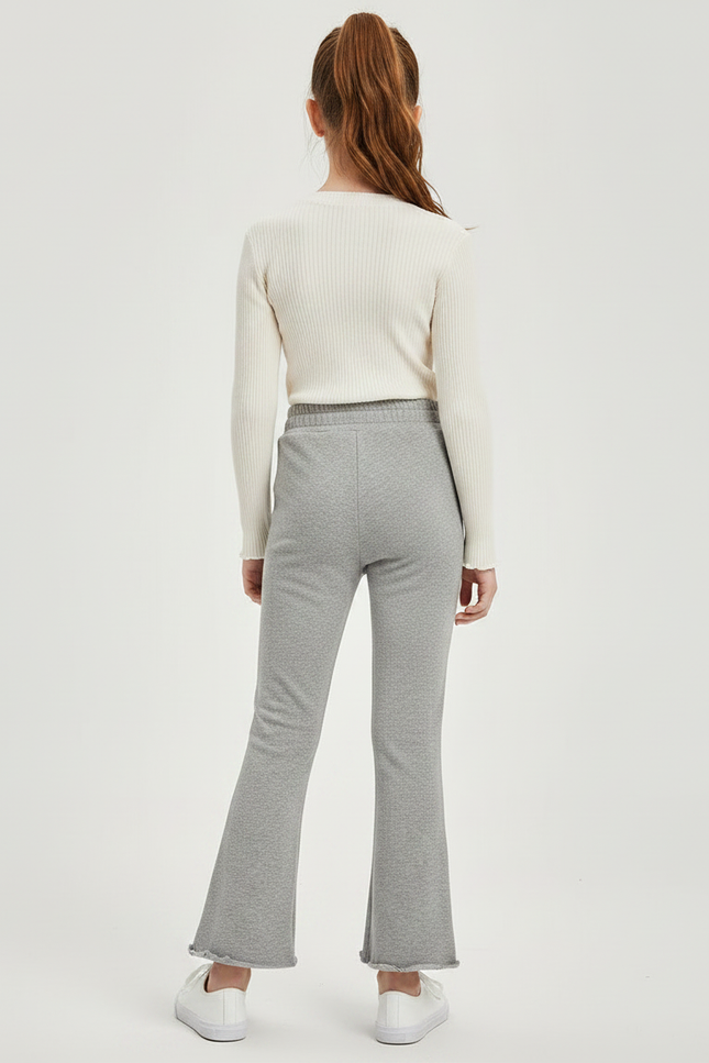 Pantalon Gris Évasé Confortable Fille Enfant Côtelé - Molleton - vue 2