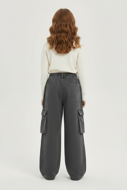 Pantalon Gris Cargo Ample Enfant Décontracté - Jean - vue 2