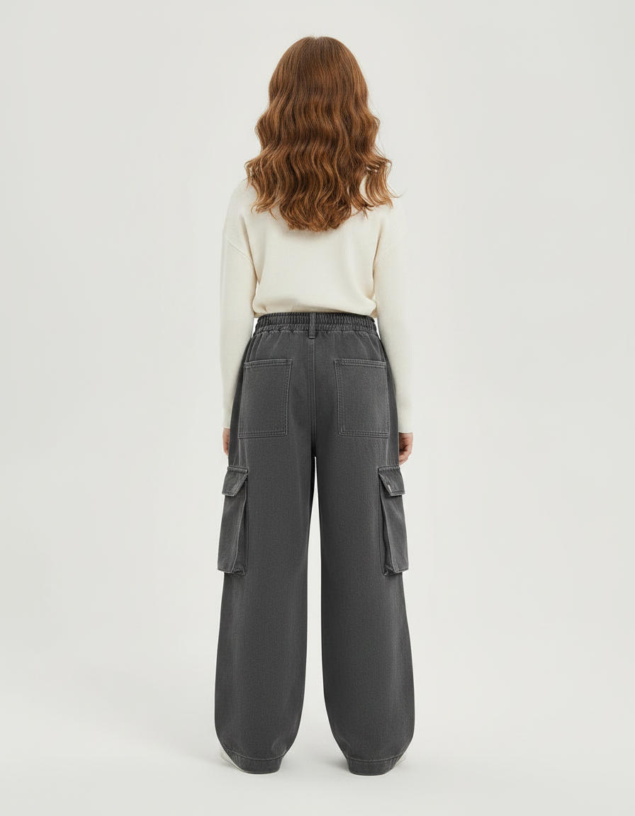 Pantalon Gris Cargo Ample Enfant Décontracté - Jean - vue 2