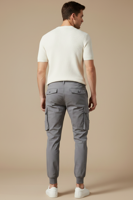Pantalon Gris Cargo Décontracté Multi-poches Homme Jogger - Gabardine - vue 2