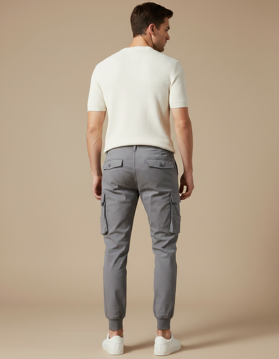 Pantalon Gris Cargo Décontracté Multi-poches Homme Jogger - Gabardine - vue 2
