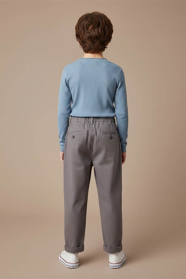 Pantalon Gris Cargo Ample Confortable Enfant Coton - vue 2