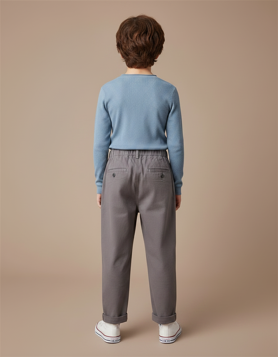 Pantalon Gris Cargo Ample Confortable Enfant Coton - vue 2