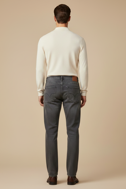 Pantalon Gris Jean Slim Décontracté Homme Moderne - vue 2