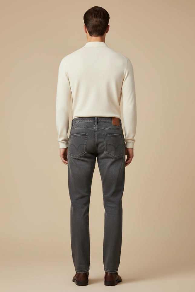 Pantalon Gris Jean Slim Décontracté Homme Moderne - vue 2