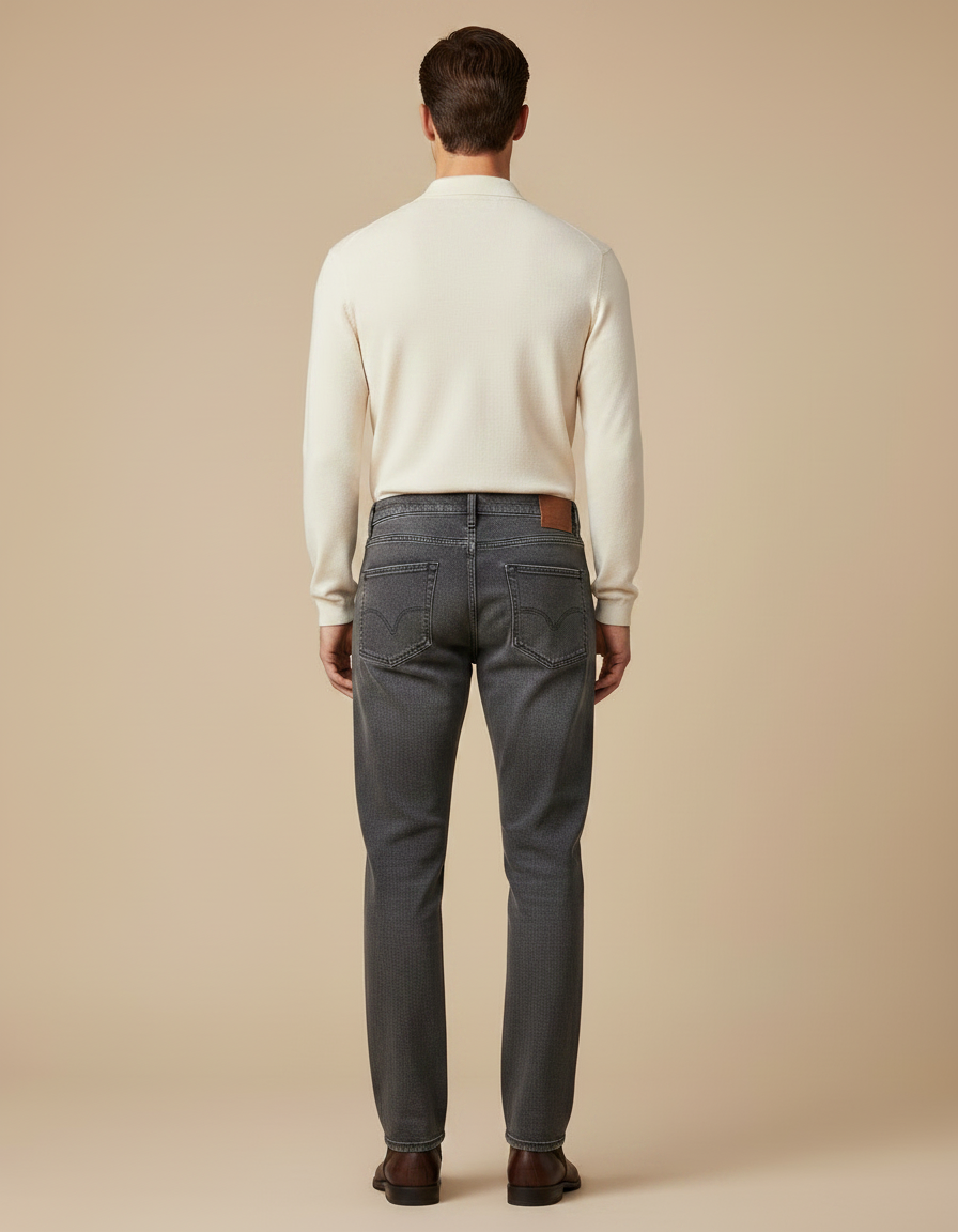 Pantalon Gris Jean Slim Décontracté Homme Moderne - vue 2