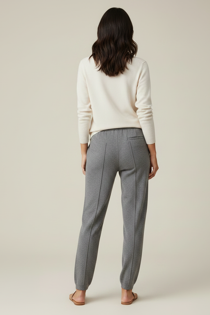 Pantalon Gris Molletonné Confortable Coupe Droite Cordon - vue 2
