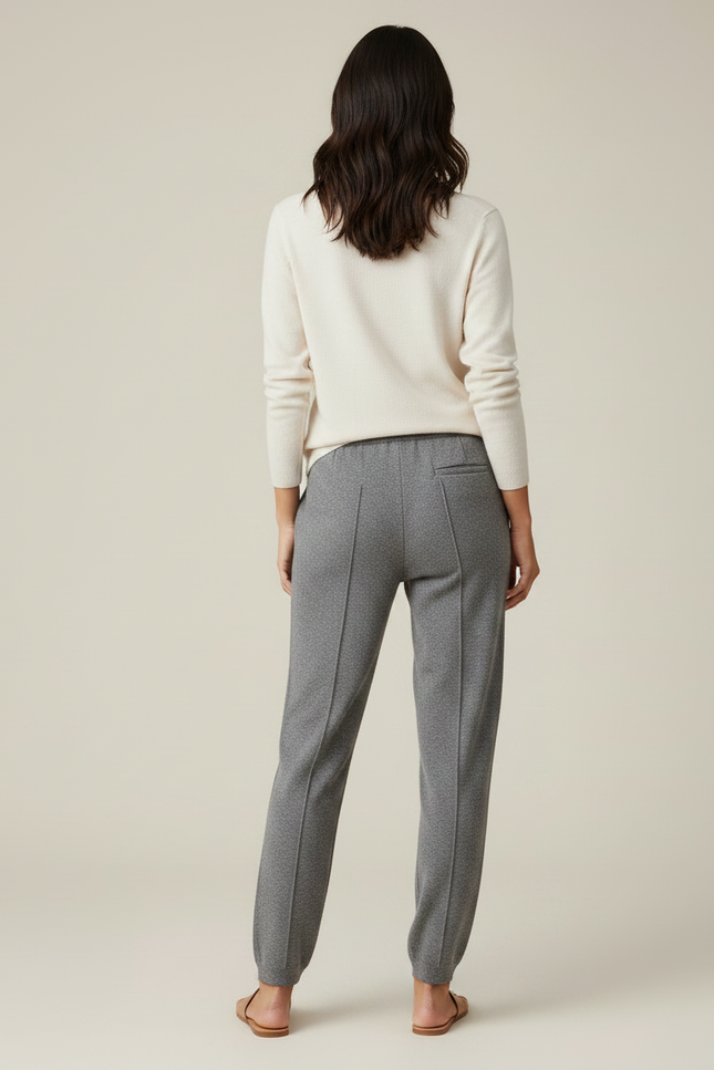 Pantalon Gris Molletonné Confortable Coupe Droite Cordon - vue 2