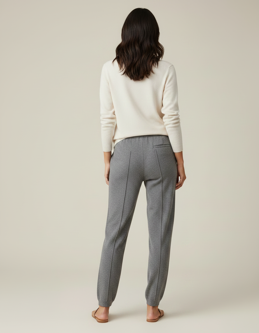 Pantalon Gris Molletonné Confortable Coupe Droite Cordon - vue 2