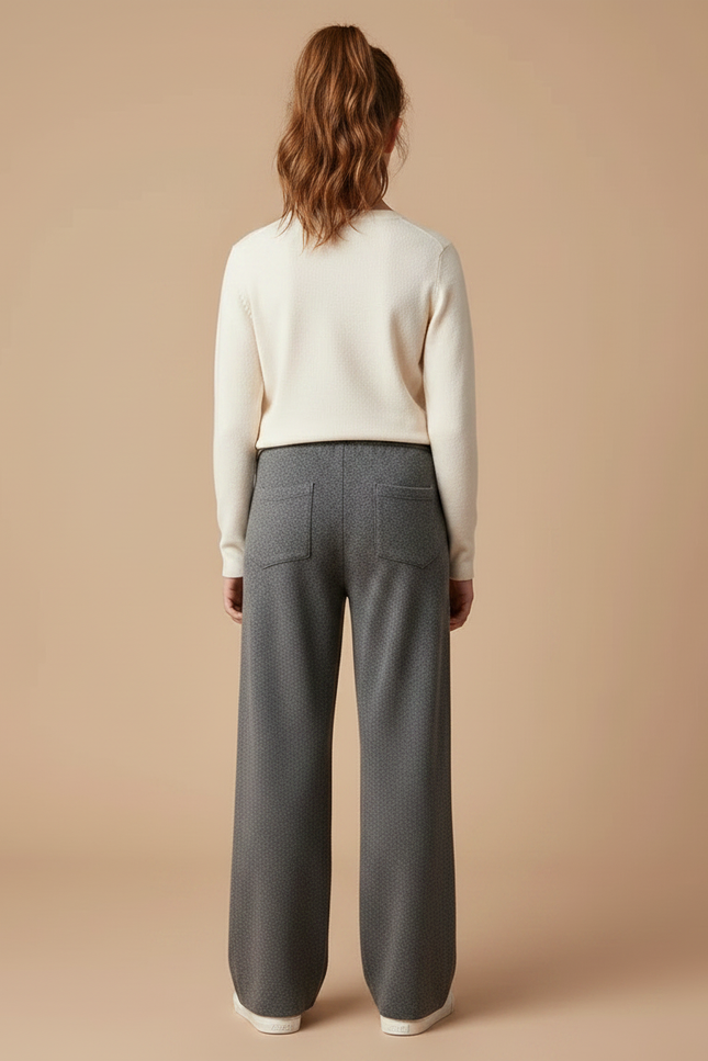 Pantalon Gris Ample Tricoté Motif Cordon Fille - Maille - vue 2