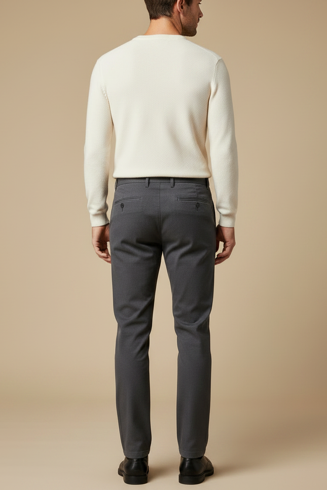 Pantalon Gris Homme Droit Décontracté Élastique - Gabardine - vue 2