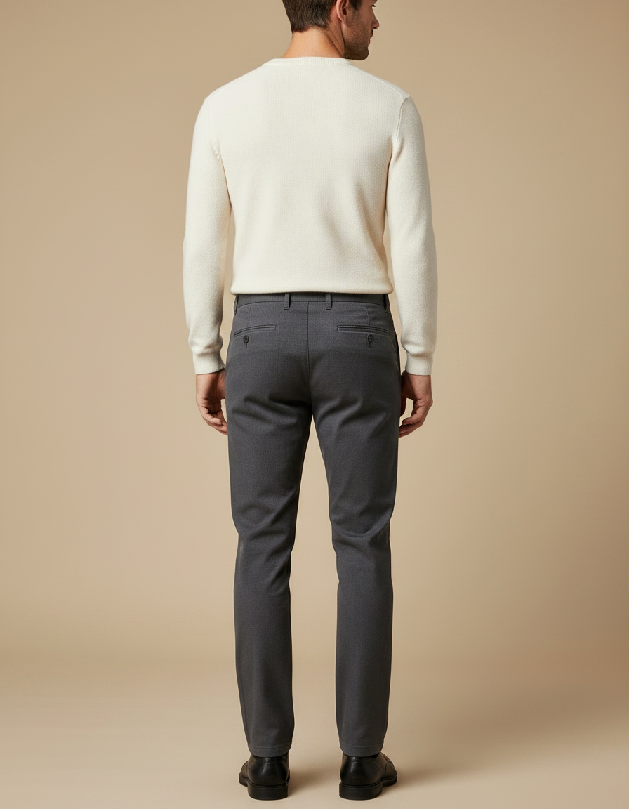 Pantalon Gris Homme Droit Décontracté Élastique - Gabardine - vue 2