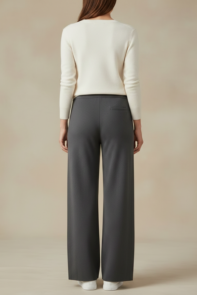 Pantalon Gris Tricoté Cachemire Ample Confortable Femme - Maille - vue 2