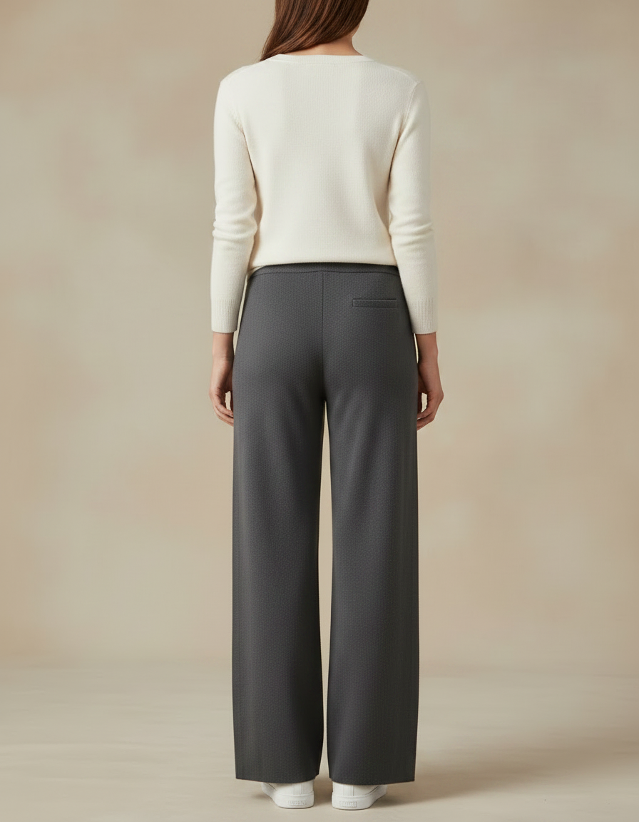 Pantalon Gris Tricoté Cachemire Ample Confortable Femme - Maille - vue 2