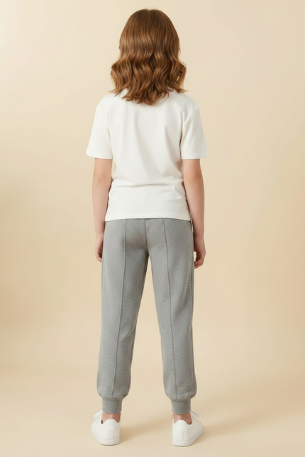 Pantalon Gris Jogging Molletonné Enfant Décontracté Confortable - vue 2