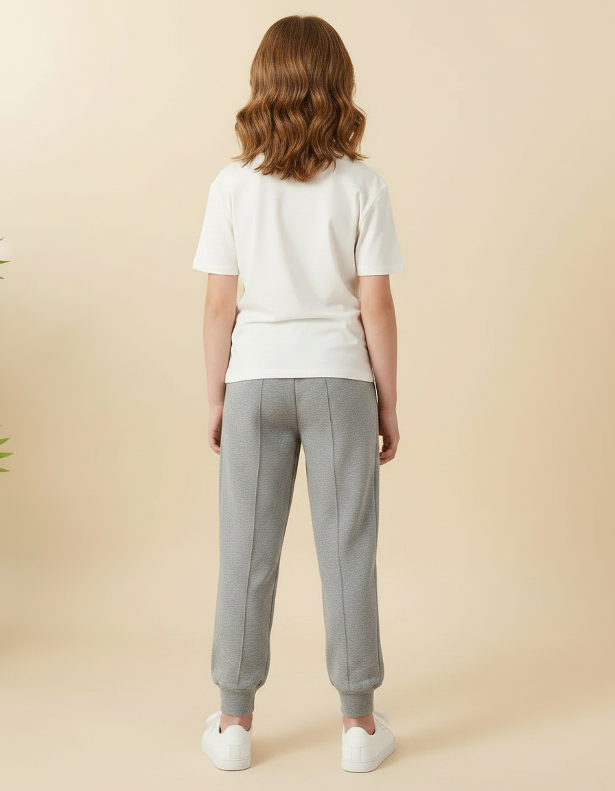 Pantalon Gris Jogging Molletonné Enfant Décontracté Confortable - vue 2